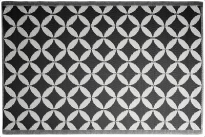 idooka Black & White Circles Outdoor Rug Camping Floor Mat Picnic Blanket 90 X 180Cm from B&Q