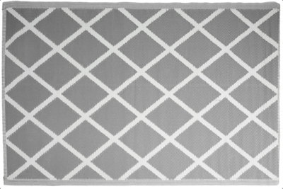 idooka Grey Diamond Squares Outdoor Rug Camping Floor Mat Picnic Blanket 90 X 180Cm from B&Q