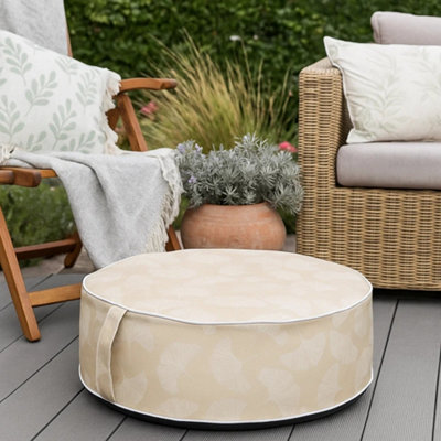 Idooka Inflatable Outdoor Garden Pouffe Leaf Cream