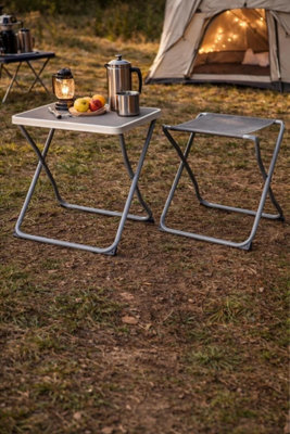 2-in-1 Foldable Camping Stool with Tabletop - - Image 4