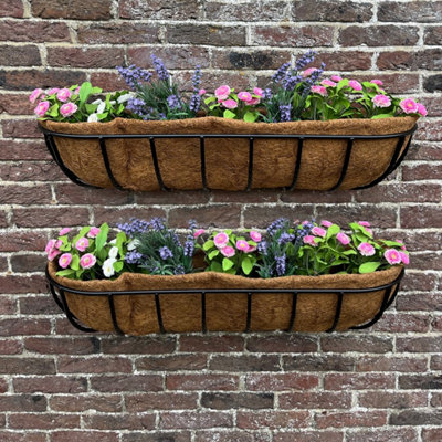Selections Set Of 2 Manor Garden Black Metal Wall Basket Manger Trough Planters (90Cm) from B&Q