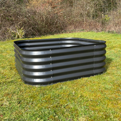 Raised Garden Bed Vegetable Planter Large Grey Metal (120 x 120 x 42cm) - Image 4