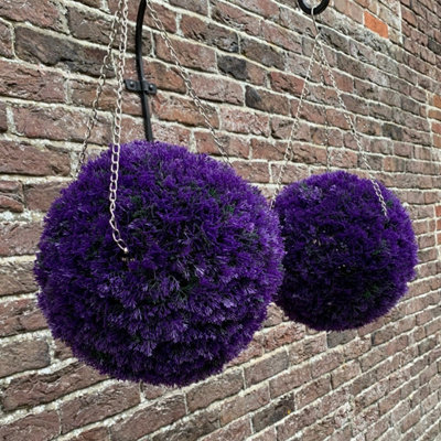 Selections Set Of 2 Purple Heather Effect Artificial Topiary Balls (26Cm)