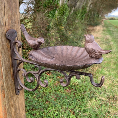 Selections Cast Iron Wall Mounted Bird Feeder Bath With Hanger And Ornamental Birds from B&Q