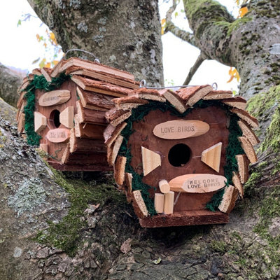 Selections Hanging Wooden Love Bird Nest Box Birdhouses (Set Of 2) from B&Q