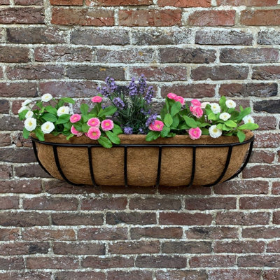 Selections Manor Garden Black Metal Wall Basket Manger Trough Planter (75Cm) from B&Q
