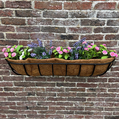 Selections Manor Garden Black Metal Wall Basket Manger Trough Planter (90Cm) from B&Q