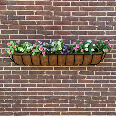 Selections Manor Garden Black Metal Wall Basket Manger Trough Planter (120Cm) from B&Q