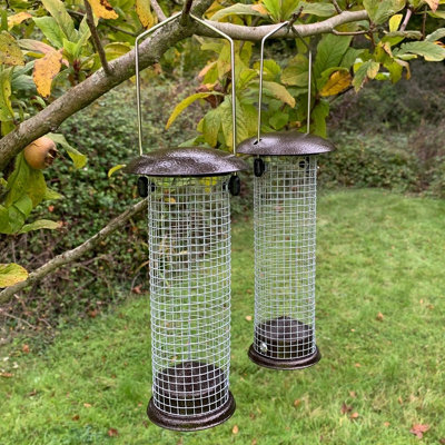 Selections Hanging Metal Garden Bird Peanut Feeders (Set Of 2) Bronze