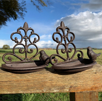 Selections Conwy Cast Iron Wall Mounted Bird Feeder (Set Of 2) from B&Q