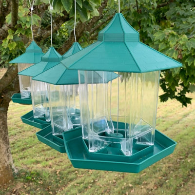 Selections Green Chalet Style Hanging Bird Seed & Nut Feeders (Set Of 4) from B&Q