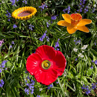B&Q -  Floral Bird FeedersPoppyDaffodil & Sunflower Trio