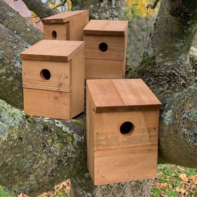 Selections Wooden Multi-Hole Wild Bird Classic Nest Birdhouse Boxes (Set Of 4)