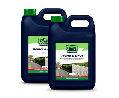 PowerChem 10L Revive-A-Drive High Strength Superfast Moss Algae Weed Blackspot Lichen Killer Remover For Patios Driveways Paving Slab from B&Q