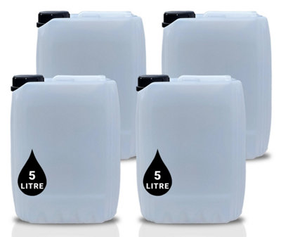 B&Q -  4 X 5L Plastic Water Container Jerry Can Un Certified Food Grade Ideal For Outdoor CampingEmergency And Industrial Use