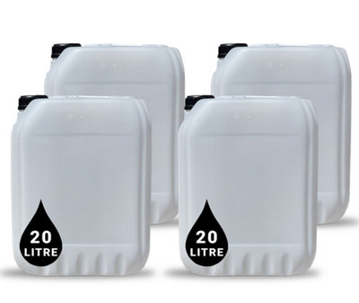 B&Q -  4 X 20L Plastic Water Container Jerry Can Un Certified Food Grade Ideal For Outdoor CampingEmergency And Industrial Use