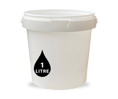 Powerchem White Plastic Bucket Pail + Handle & Lid - Food Grade Bpa Free For Feed Dry Food Liquids Chemicals Storage Container 1L B&Q