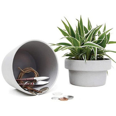 Suck UK - Plant Pot with Hidden Storage - Grey - Extra Small - Image 4