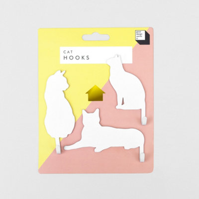 Suck Uk Set Of 3 Cat HooksWhite