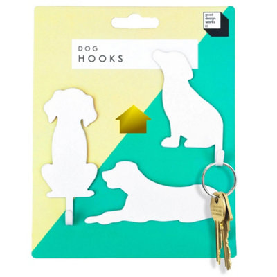 Suck Uk Set Of 3 Dog HooksWhite