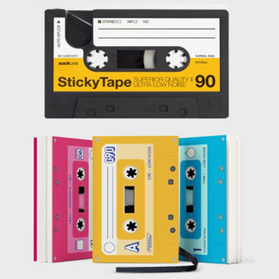 B&Q -  3 Piece Cassette Tape Notebooks & Retro Cassette Tape Dispenser Desk