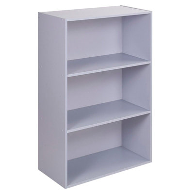 B&Q -  Urbnliving 90Cm Height Wide 3 Tier Book Shelf Deep Bookcase Storage Cabinet Display Colour Grey Dining Living Room