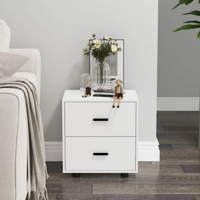 Urbn-Living Urbnliving Height 43Cm 2 Drawer Wooden White Bedside Cabinet Bedroom Furniture Storage Nightstand from B&Q