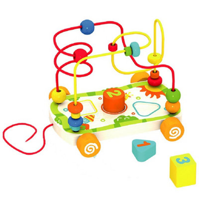 Urbn-Living Wooden Pull-Along Activity Toy With Bead Maze & Shape Sorter from B&Q