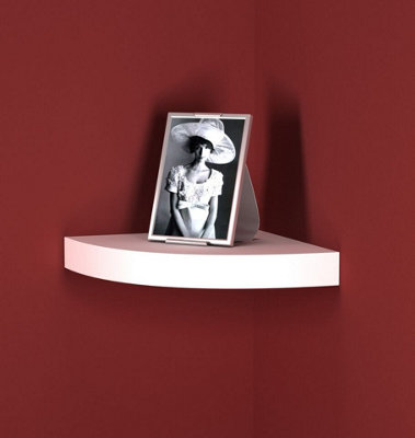Urbn-Living Urbnliving 25Cm Height White Floating Wooden Wall Mounting Corner Shelf Display Unit Mdf Shelf Book Storage from B&Q
