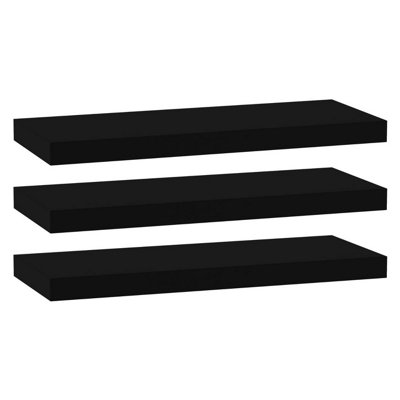 Urbn-Living BlackSet Of 3Floating Wooden Wall Shelves60X23.5Cm from B&Q