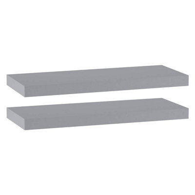 Urbn-Living GreySet Of 2Floating Wooden Wall Shelves60X23.5Cm from B&Q