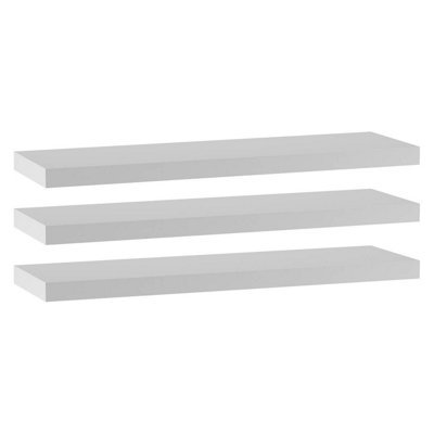 B&Q -  WhiteSet Of 3Floating Wooden Wall Shelves80X23.5Cm
