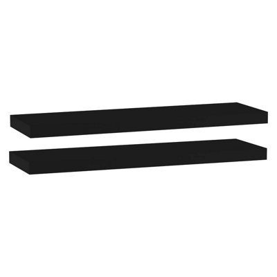 Urbn-Living BlackSet Of 2Floating Wooden Wall Shelves80X23.5Cm from B&Q