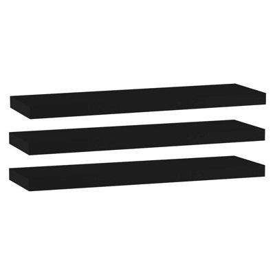 Urbn-Living BlackSet Of 3Floating Wooden Wall Shelves80X23.5Cm from B&Q