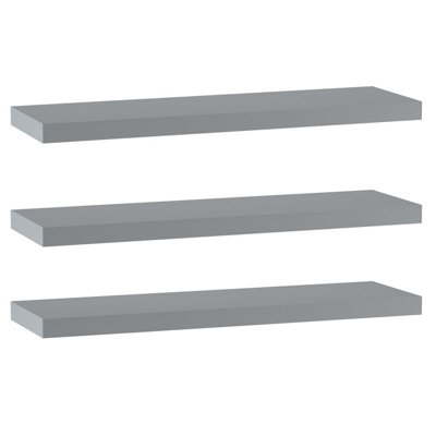 Urbn-Living GreySet Of 3Floating Wooden Wall Shelves80X23.5Cm from B&Q