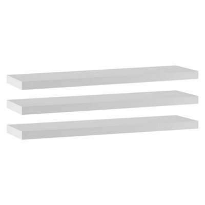B&Q -  WhiteSet Of 3Floating Wooden Wall Shelves90X23.5Cm
