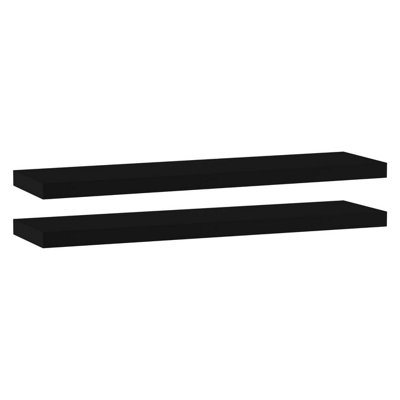 Urbn-Living BlackSet Of 2Floating Wooden Wall Shelves90X23.5Cm from B&Q
