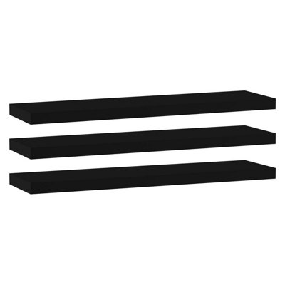 Urbn-Living BlackSet Of 3Floating Wooden Wall Shelves90X23.5Cm from B&Q