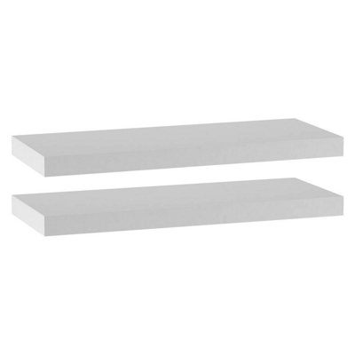 B&Q -  WhiteSet Of 2Floating Wooden Wall Shelves60X23.5Cm
