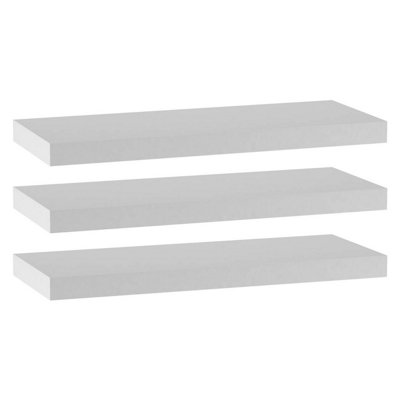B&Q -  WhiteSet Of 3Floating Wooden Wall Shelves60X23.5Cm