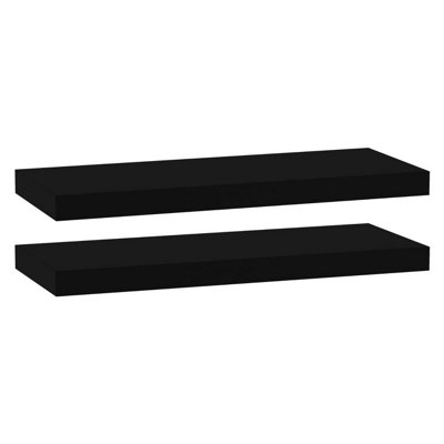 Urbn-Living BlackSet Of 2Floating Wooden Wall Shelves60X23.5Cm from B&Q