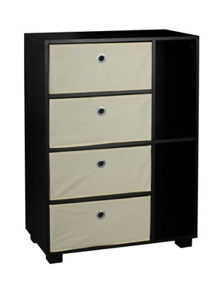 Urbn-Living Urbnliving Height 84Cm Wooden 6 Section Black Bookcase And White Drawer from B&Q