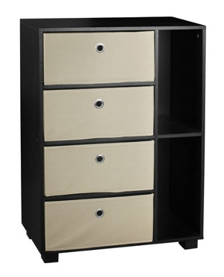 Urbn-Living Urbnliving Height 84Cm Wooden 6 Section Black Bookcase And Beige Drawer from B&Q