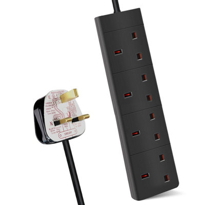 Extrastar 4 Way Extension Leads 5M 13A Black