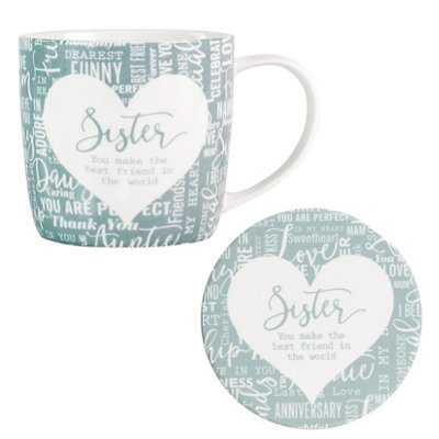 Said With Sentiment Mug & Coaster SetSister from B&Q