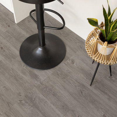 B&Q -  Grey Wood 30.48 X 30.48Cm Self-Adhesive Vinyl Floor Tiles Pack 22 (2Sqm)