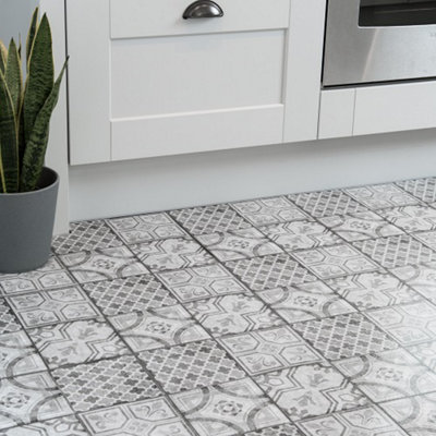 D-C-Fix Moroccan Grey 30.48 X 30.48Cm Self-Adhesive Vinyl Floor Tiles Pack 22 (2Sqm) from B&Q