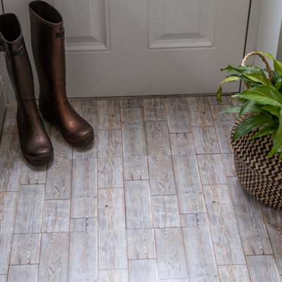 D-C-Fix Washed Oak Planks 30.48 X 30.48Cm Self-Adhesive Vinyl Floor Tiles Pack 33 (3Sqm) from B&Q