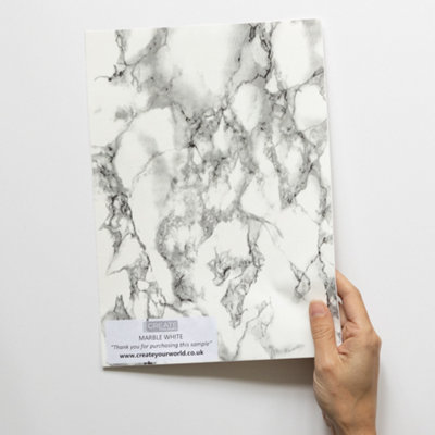 D-C-Fix Marble White A4 Sample Self-Adhesive Vinyl Wrap For Doors And Worktops from B&Q