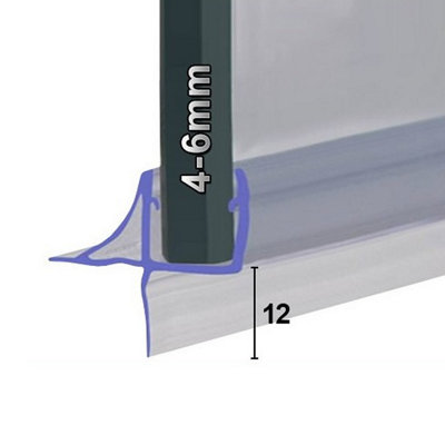 Shower Seal (UK) Ltd Shower Seal For Screens Doors Or PanelsFits 45 Or 6mm GlassSeals Gaps Up To 12mm2000mm LengthSeal004
